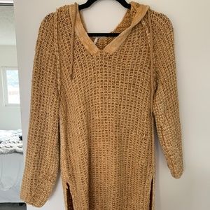 Free People | Gold Hooded Knit Sweater, Size XS